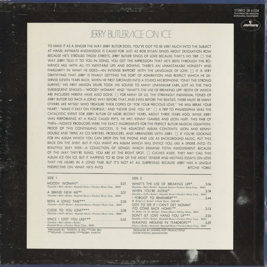 Jerry Butler - Ice On Ice (SR-61234) 1969 US Mercury｜中古LP