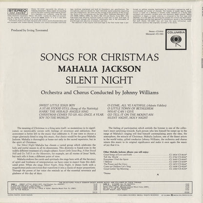 Mahalia Jackson / マハリア・ジャクソン / Silent Night - Songs For Christmas (CS 8703)