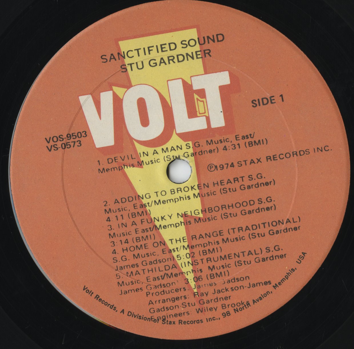 Stu Gardner - And The Sanctified Sound LP 1974 US Volt 中古