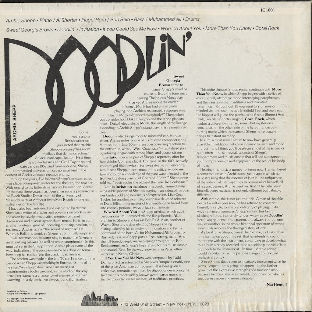 Archie Shepp / アーチー・シェップ / Doodlin' (IC 1001)