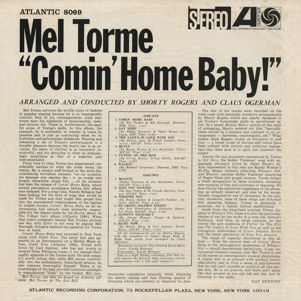 Mel Torme / メル・トーメ / Comin' Home Baby! (P-4543A)