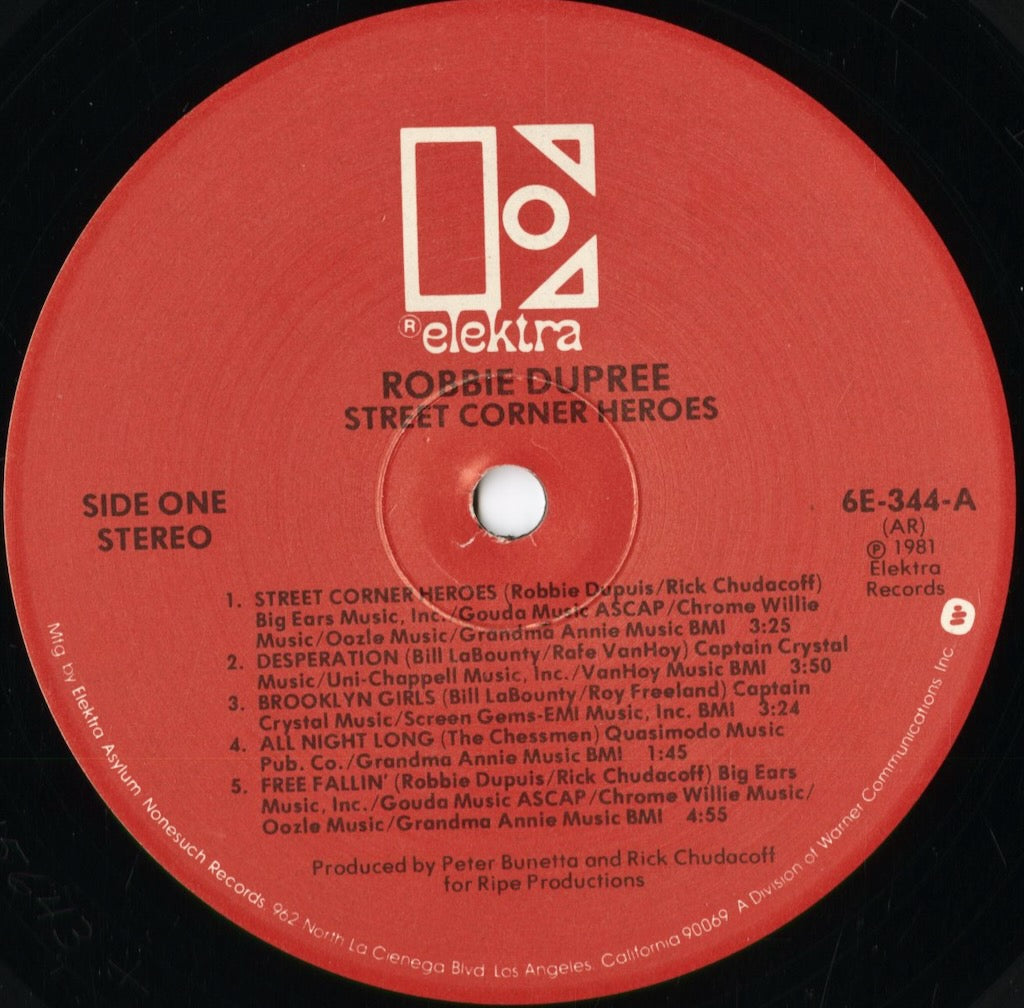 Robbie Dupree - Street Corner Heroes (6E-344) 1981 US Elektra｜中古LP