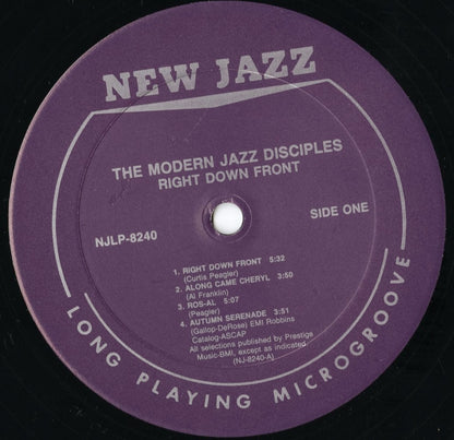 The Modern Jazz Disciples – Right Down Front (WWLJ-7028) LP 1991 JPN New Jazz｜中古LP