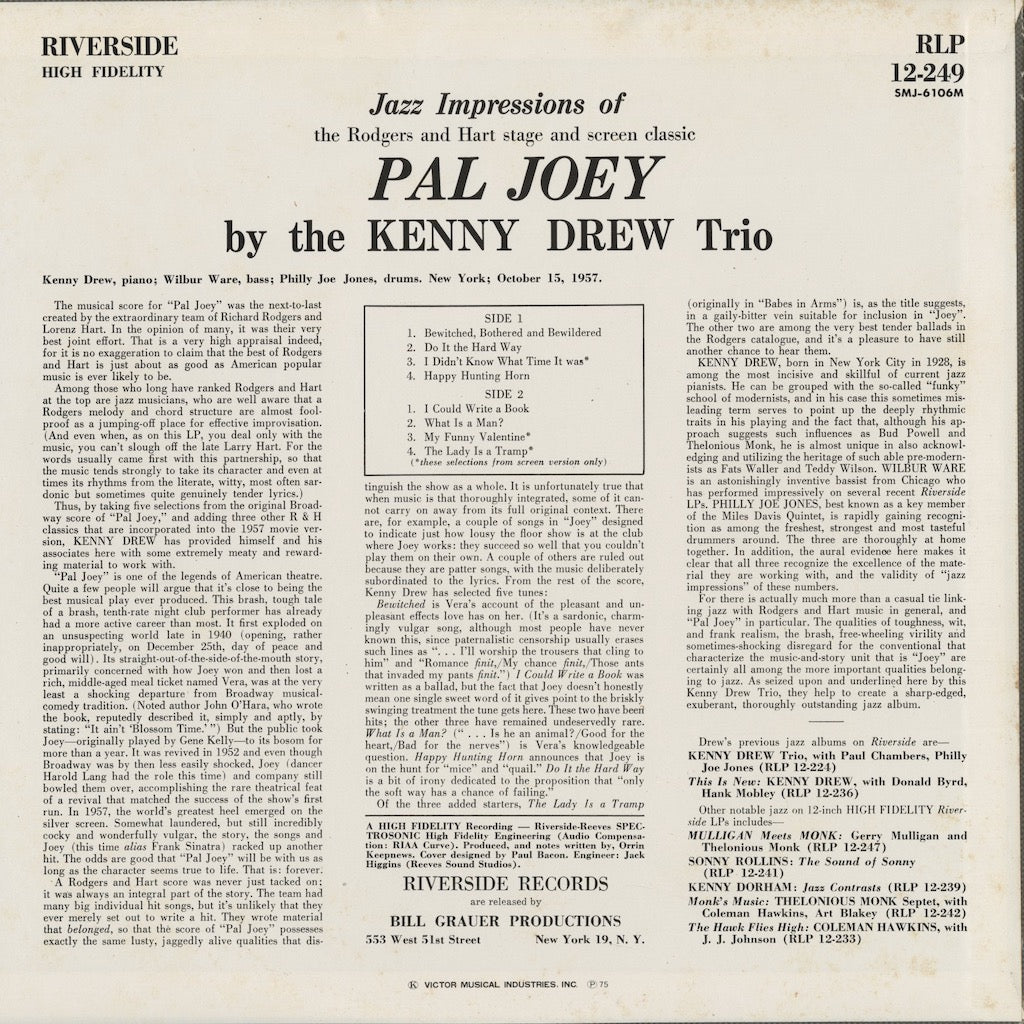 Kenny Drew / ケニー・ドリュー / Pal Joey (SMJ-6106M)