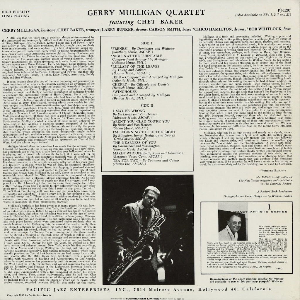Gerry Mulligan - The Gerry Mulligan Quartet (PJ-1207) 1991 JPN Pacific Jazz｜中古LP