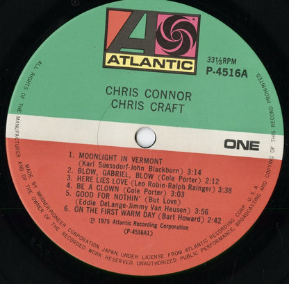 Chris Connor - Chris Craft (P-4516A) LP 1975 JPN Atlantic｜中古 LP