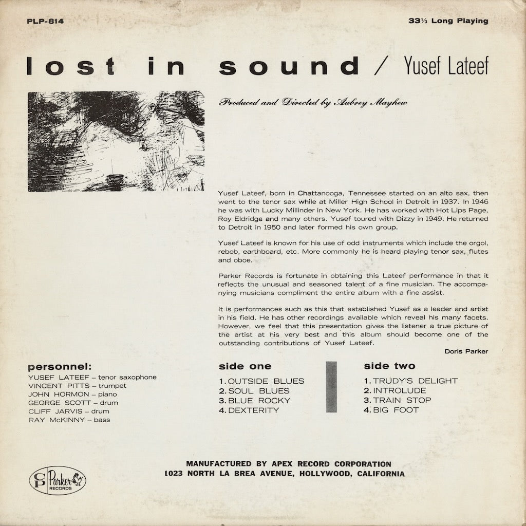 Yusef Lateef - Lost In Sound (PLP-814) LP 1960's US Charlie Parker｜中古LP