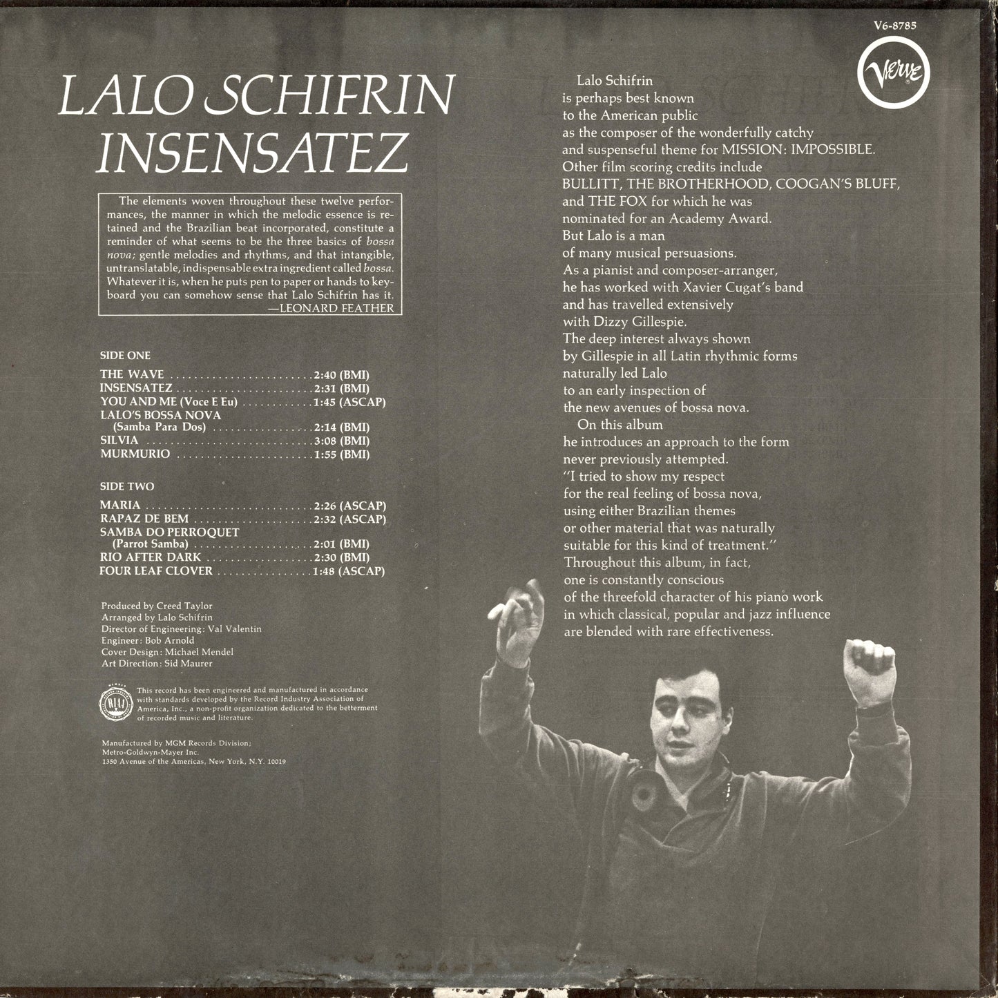 Lalo Schifrin / ラロ・シフリン / Insensatez (V6-8785)