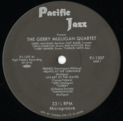 Gerry Mulligan - The Gerry Mulligan Quartet (PJ-1207) 1991 JPN Pacific Jazz｜中古LP