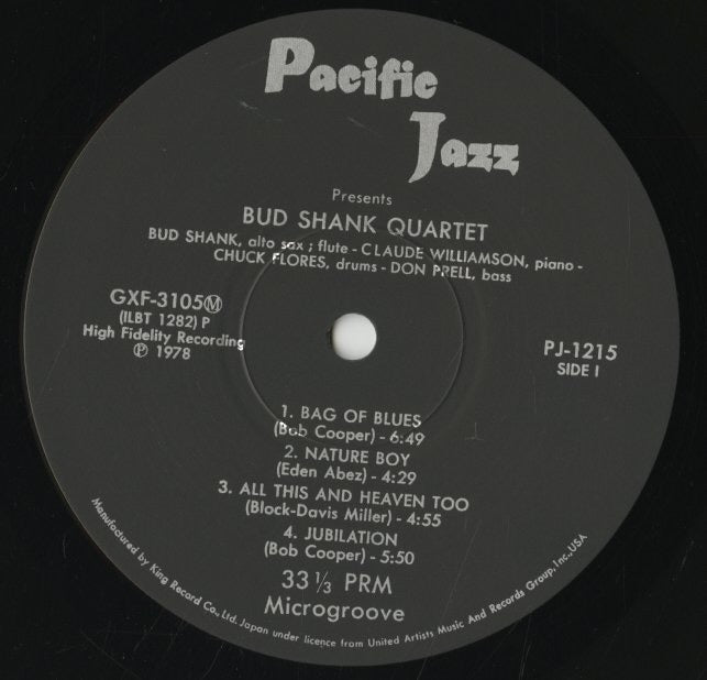 The Bud Shank Quartet Feat. Claude Williamson / バド・シャンク / (1978) (GXF 3105(M))