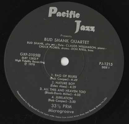 The Bud Shank Quartet Feat. Claude Williamson / バド・シャンク / (1978) (GXF 3105(M))