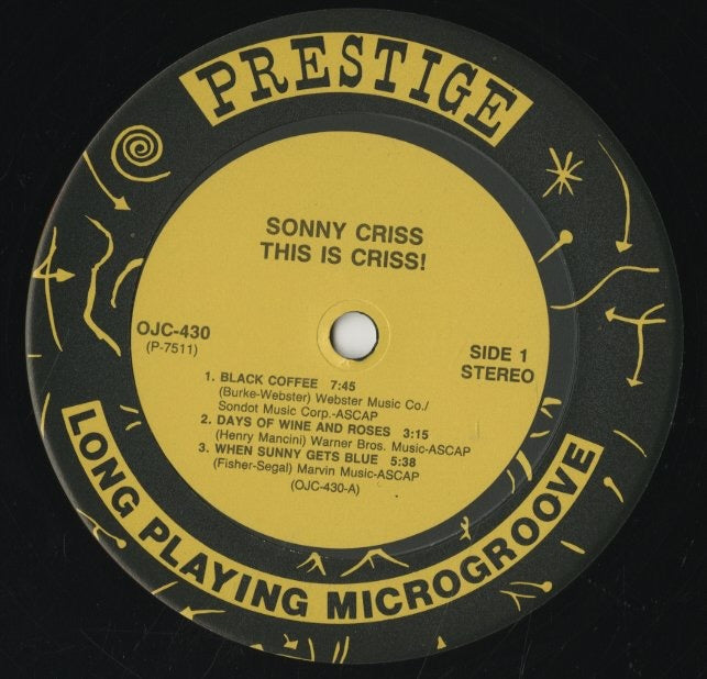 Sonny Criss / ソニー・クリス / This Is Criss! (OJC-430) – VOXMUSIC