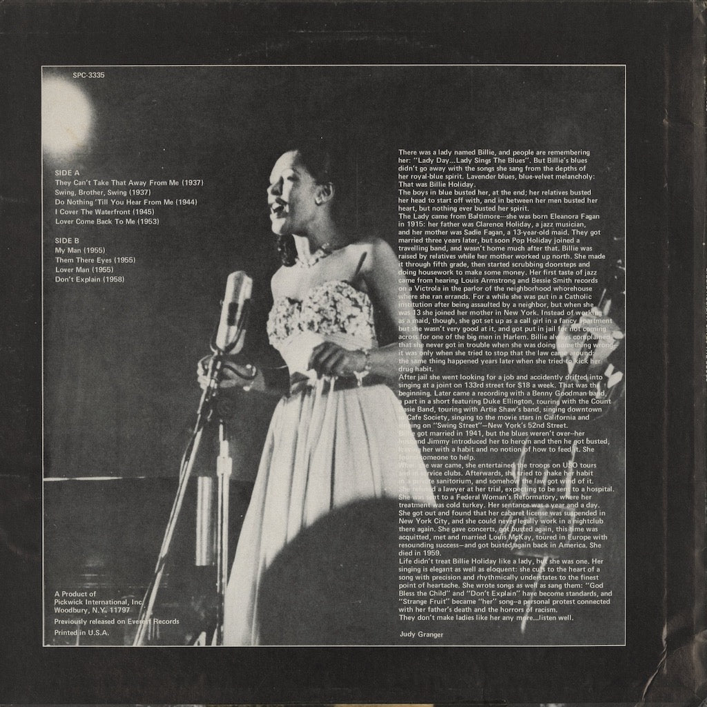 Billie Holiday - Billie Holiday Sings The Blues (SPC-3335) LP 1970’s US Pickwick｜中古LP