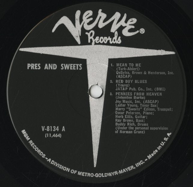 Lester Young - Harry Edison / レスター・ヤング　ハリー・エディソン / Pres & Sweets (MG V-8134)