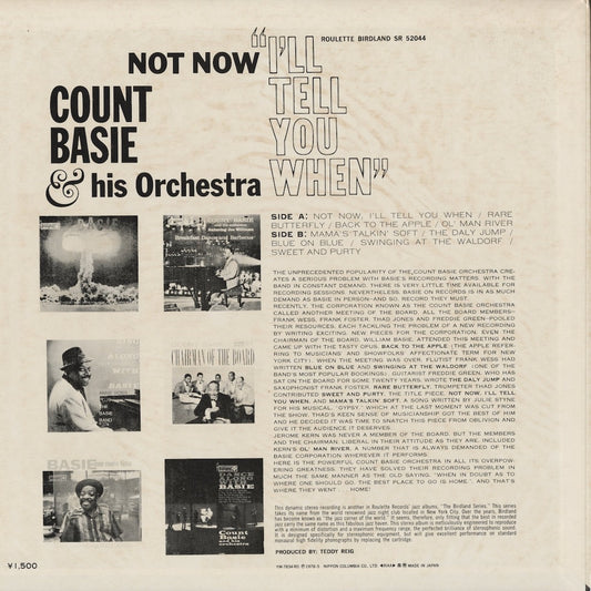 Count Basie & His Orchestra / カウント・ベイシー / Not Now, I'll Tell You When  (YW-7834 RO)