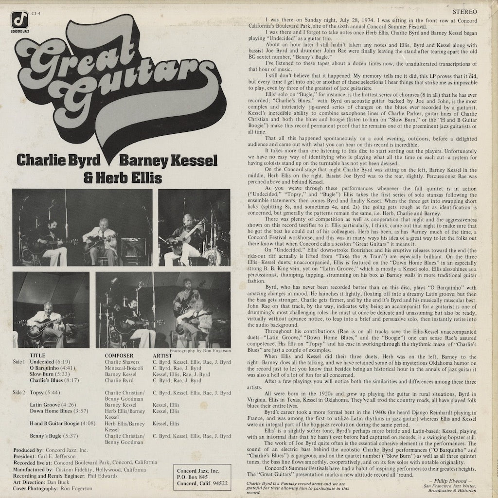 Charlie Byrd, Barney Kessel, Herb Ellis / チャーリー・バード, バーニー・ケッセル, ハーブ・エリス / Great Guitars (CJ-4)