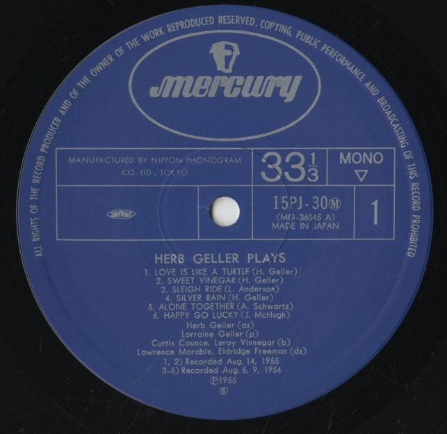 Herb Geller / ハーブ・ゲラー / Herb Geller Plays (15-PJ30(M))