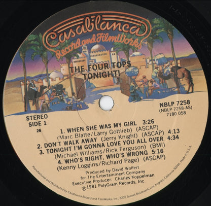Four Tops - Tonight! (NBLP 7258) 1981 US Casablanca｜中古LP