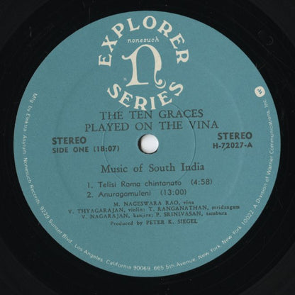 M. Nageswara Rao – The Ten Graces Played On The Vīna (G-5124H) LP 1972 JPN Nonsuch｜中古LP