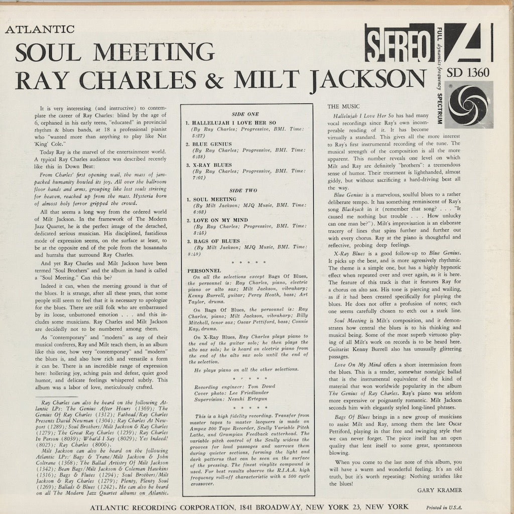 Ray Charles & Milt Jackson / レイ・チャールズ　ミルト・ジャクソン / Soul Meeting (SD 1360)