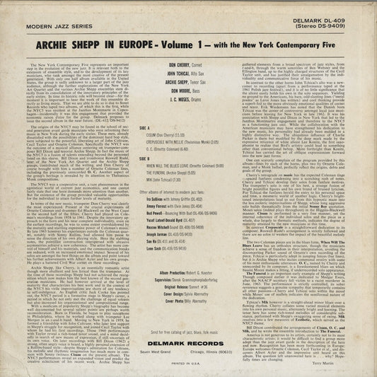 Archie Shepp With The New York Contemporary 5 / アーチー・シェップ / In Europe (DS 9409)