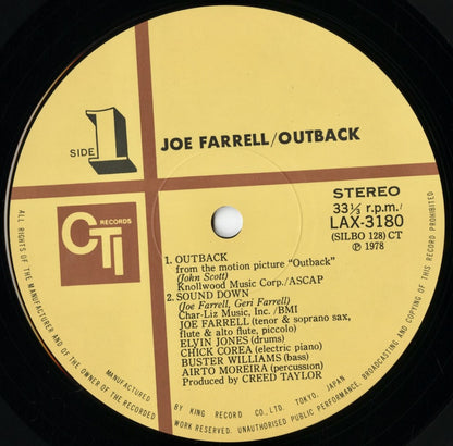 Joe Farrell / ジョー・ファレル / Outback (LAX-3180)