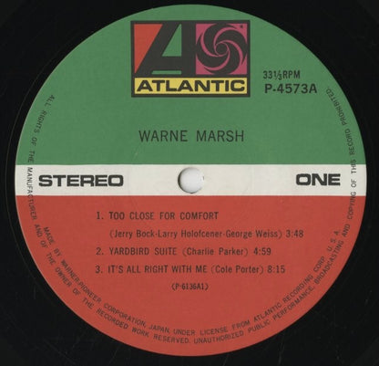 Warne Marsh / ウォーン・マーシュ / Warne Marsh (1976) (P-4573A)