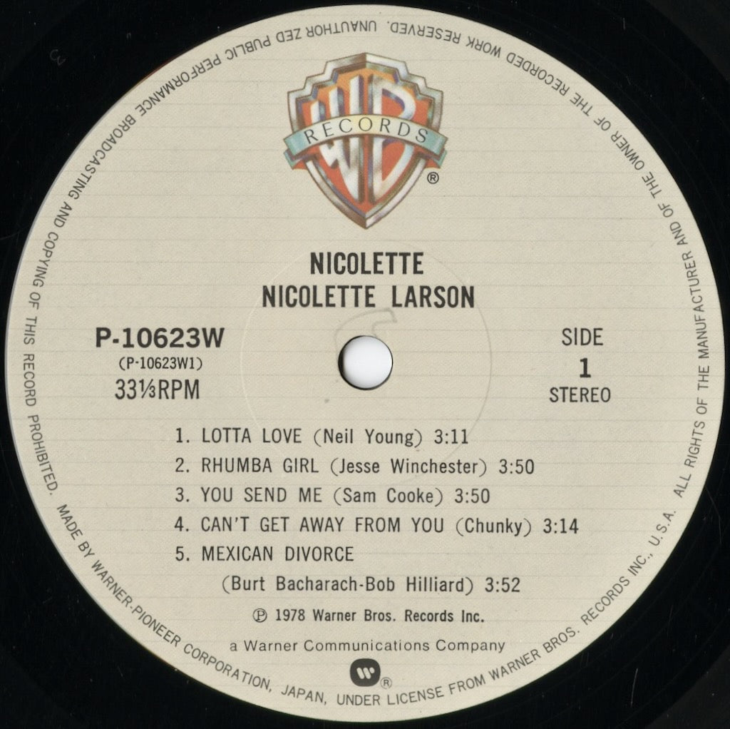 Nicolette Larson - Nicolette (P-10623W) 1978 JPN Warner Bros.｜中古LP