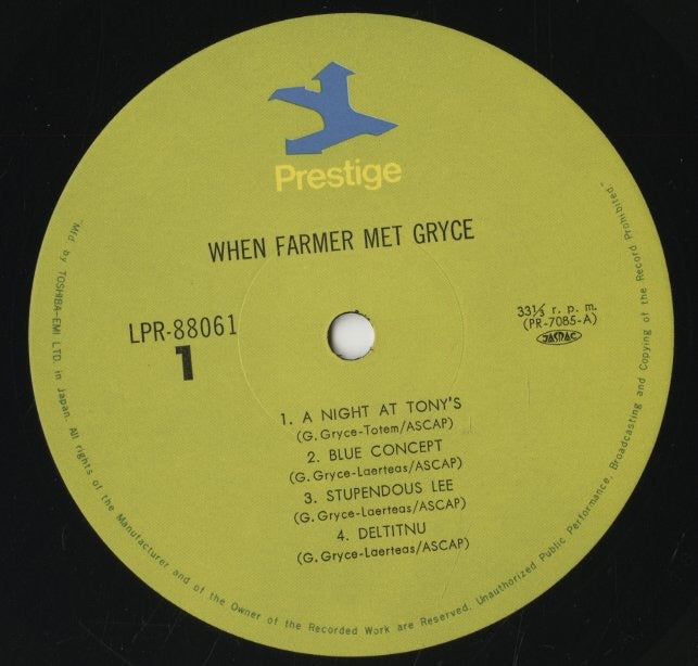 The Art Farmer Quintet / アート・ファーマー / When Farmer Met Gryce (LPR-88061 ...