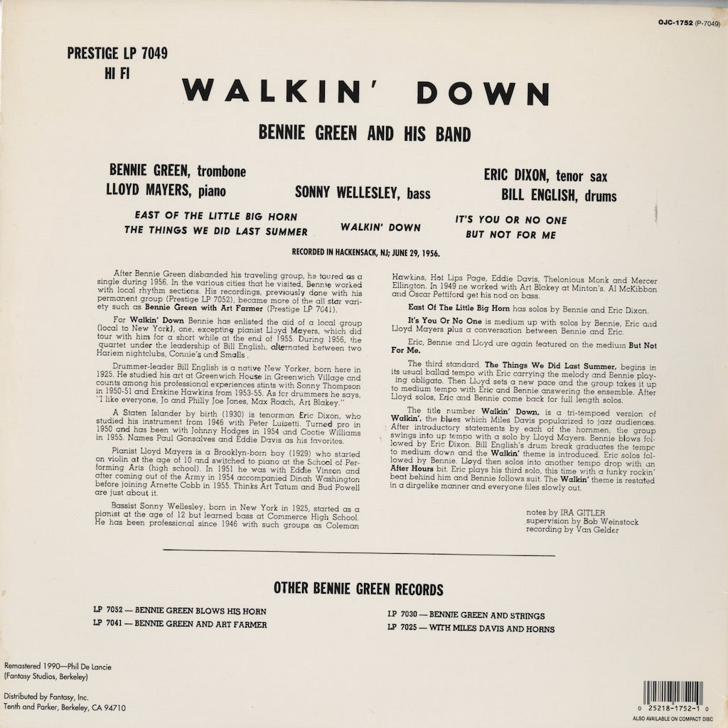 Bennie Green / ベニー・グリーン / Walking Down (OJC-1752)