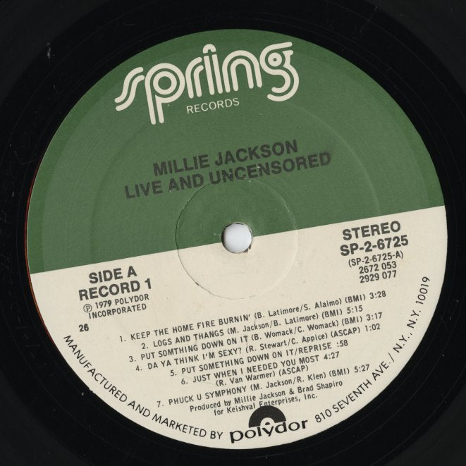 Millie Jackson - Live And Uncensored (SP-2-6725) LP 1979 US Spring｜中古LP
