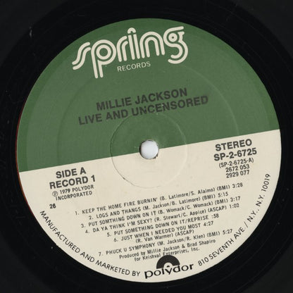 Millie Jackson - Live And Uncensored (SP-2-6725) LP 1979 US Spring｜中古LP