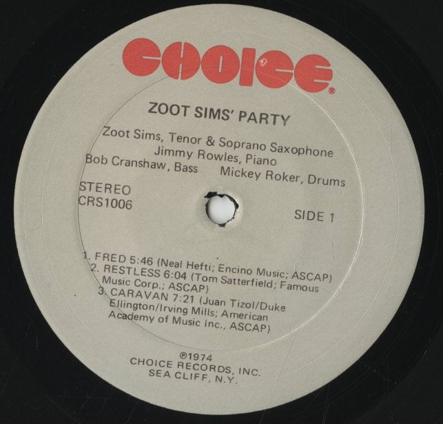 Zoot Sims / ズート・シムズ / Zoot Sims' Party (CRS1006) – VOXMUSIC WEBSHOP