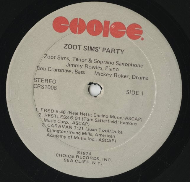 Zoot Sims / ズート・シムズ / Zoot Sims' Party (CRS1006)