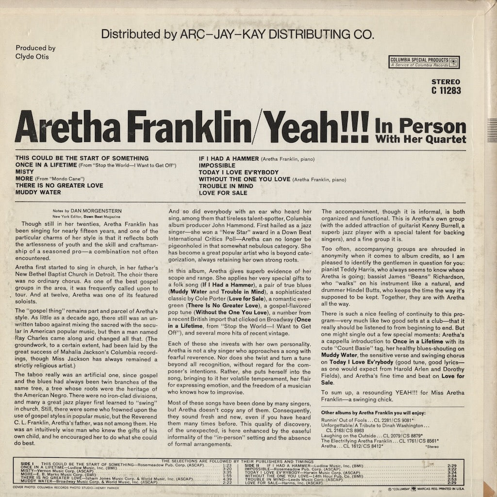 Aretha Franklin / アレサ・フランクリン / Yeah!!! (C 11283)