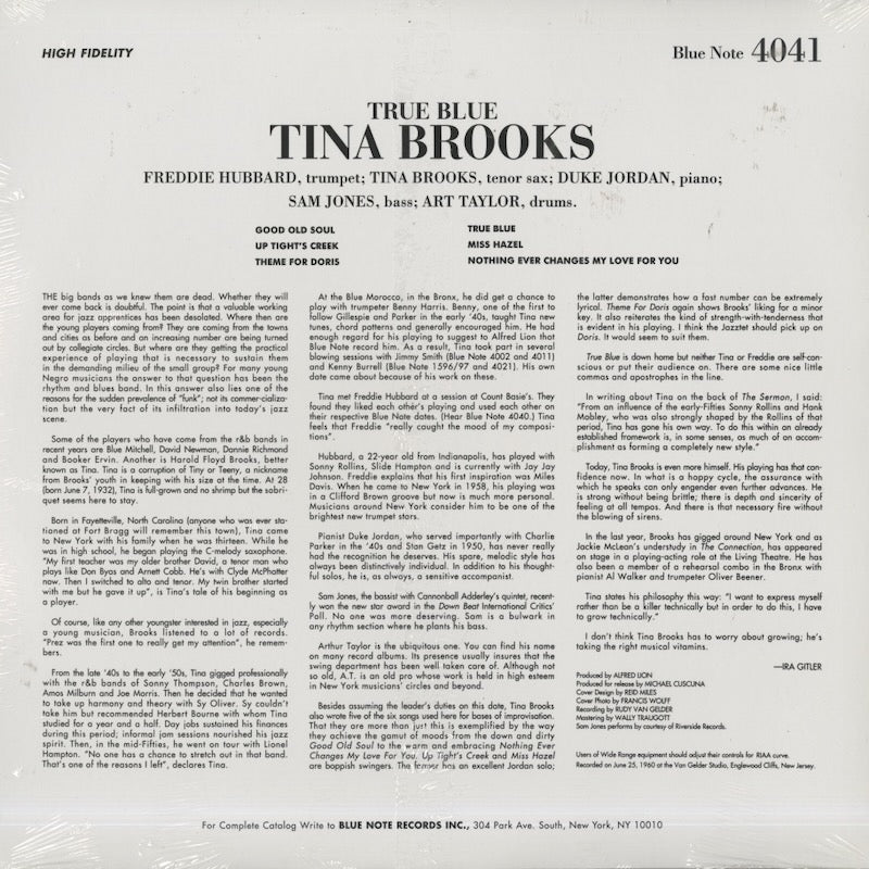 Tina Brooks / ティナ・ブルックス / True Blue – VOXMUSIC WEBSHOP