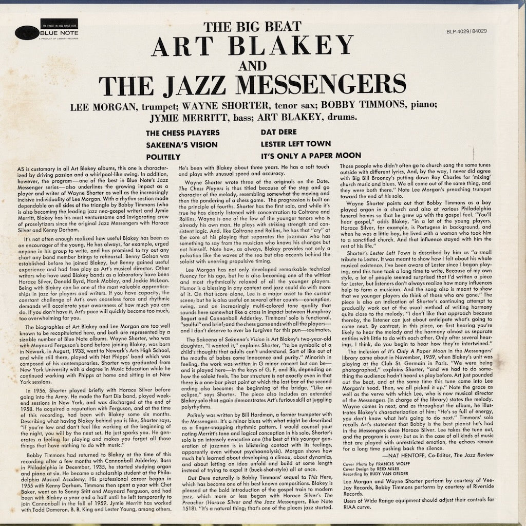 Art Blakey / アート・ブレイキー＆ジャズ・メッセンジャーズ / The Big Beat (BST 84029)