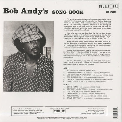 Bob Andy『Song Book』2022年UK Studio Oneリマスター再発LP（CLD-LP7001）スタジオ・ワン名盤 裏ジャケット back cover レゲエ