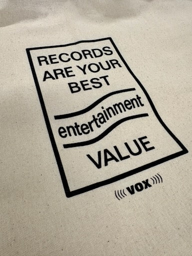 VOX MUSIC TOTE BAG - RECORDS ARE YOUR BEST ENTERTAINMENT VALUE