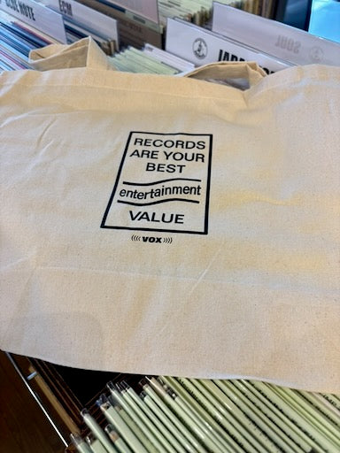 VOX MUSIC TOTE BAG - RECORDS ARE YOUR BEST ENTERTAINMENT VALUE