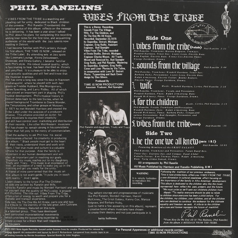 Phil Ranelin Vibes From The Tribe NA5215 LP 2022 USA Now Again back