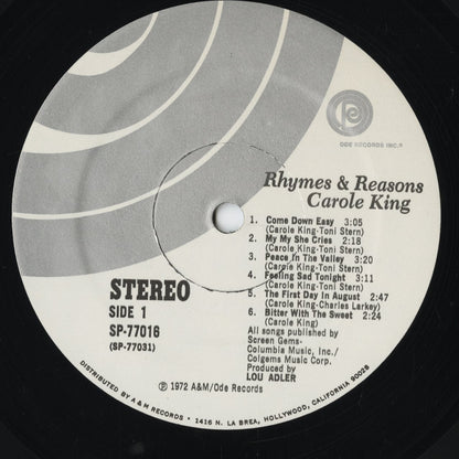 Carole King - Rhymes And Reasons (SP-77016) LP 1972 US Ode｜中古LP