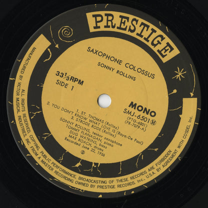 Sonny Rollins - Saxophone Colossus (SMJ-6501M) 1976 JPN Prestige｜中古LP