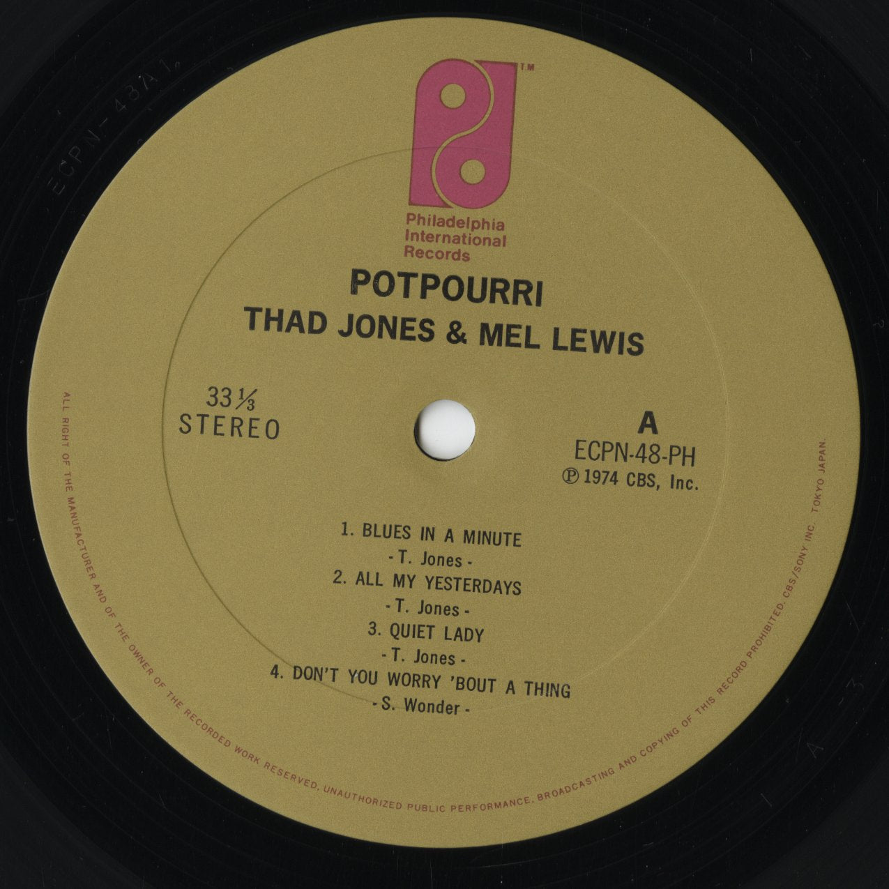 Thad Jones - Mel Lewis - Potpourri (ECPN-48-PH) LP 1974 JPN Philly International｜中古LP