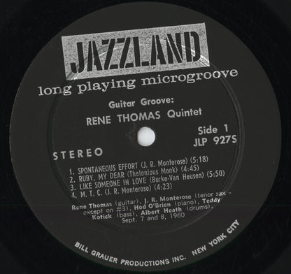 Rene Thomas Quintet - Guitar Groove (JLP 927S) 1960 US Jazzland｜中古LP