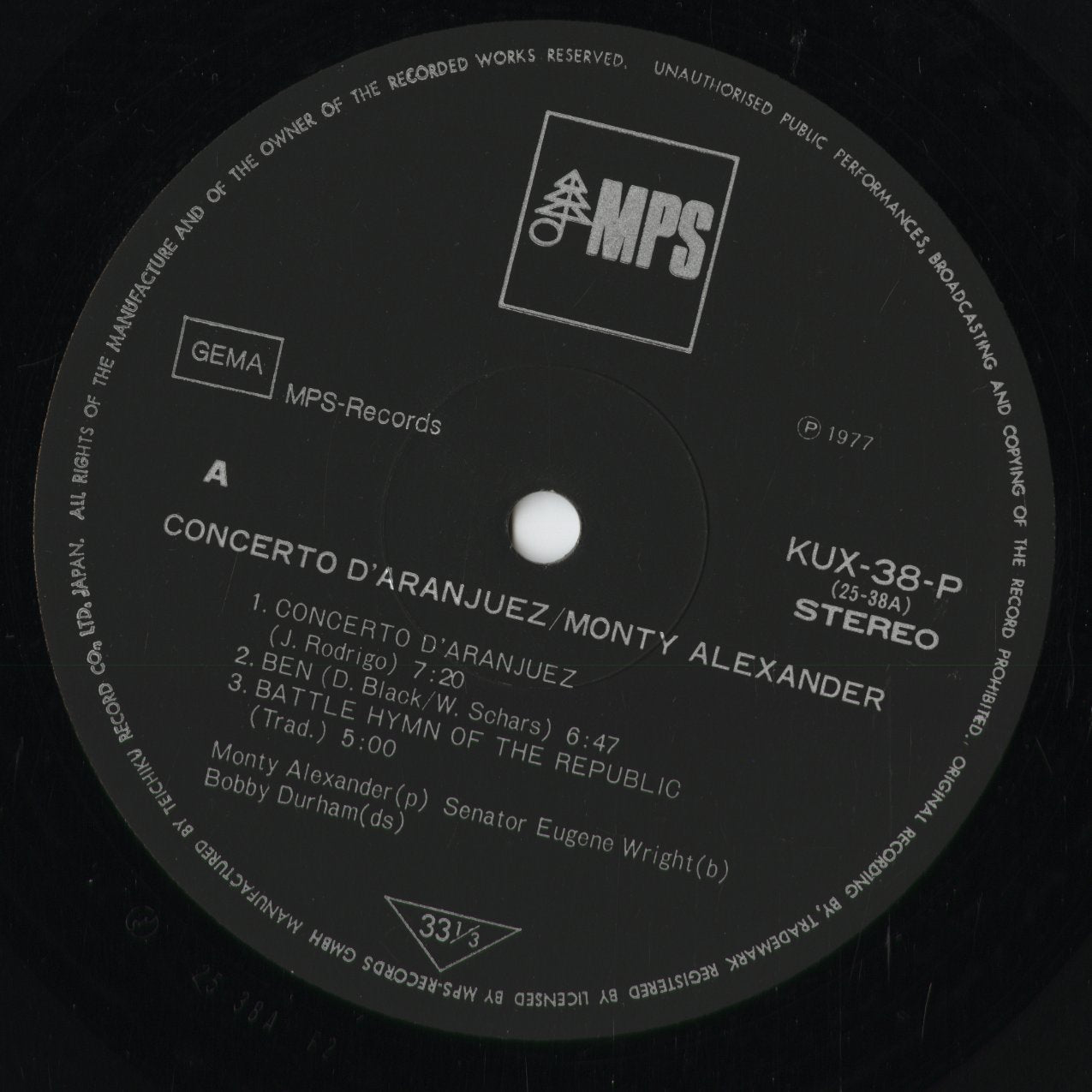 Monty Alexander - Concerto D'Aranjuez (KUX-38-P) 1977 JPN MPS｜中古LP