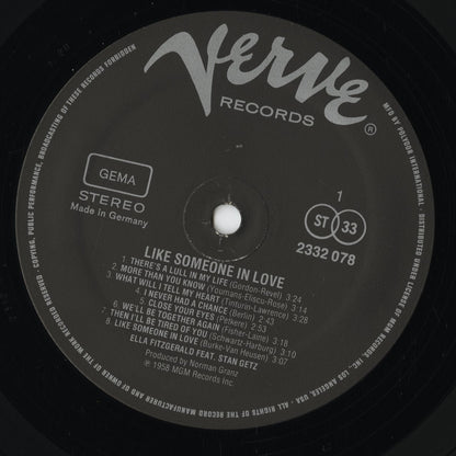 Ella Fitzgerald - Like Someone In Love (2332 078) LP 1978 GER Verve｜中古LP