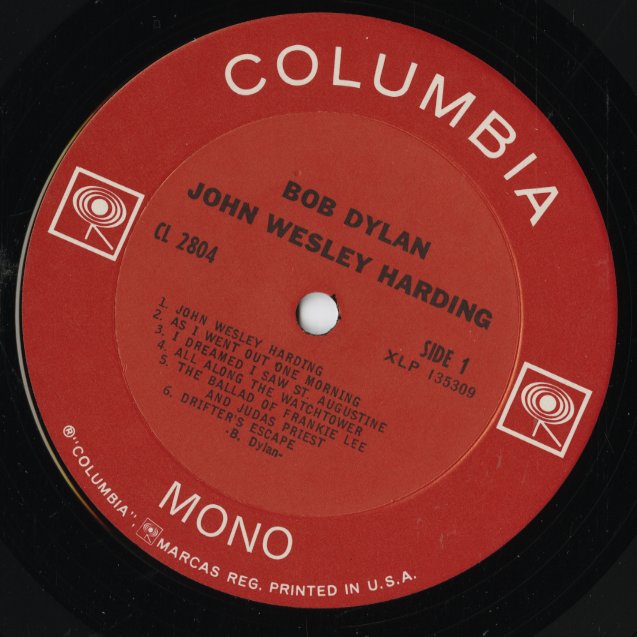Bob Dylan / ボブ・ディラン / John Wesley Harding (CL 2804) 2-EYE MONO