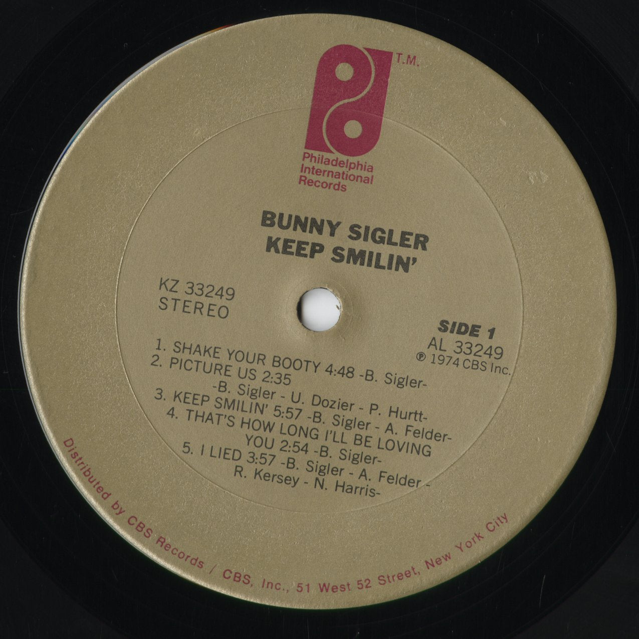 Bunny Sigler - Keep Smilin' (KZ 33249) 1974 US Philadelphia International Records｜中古LP