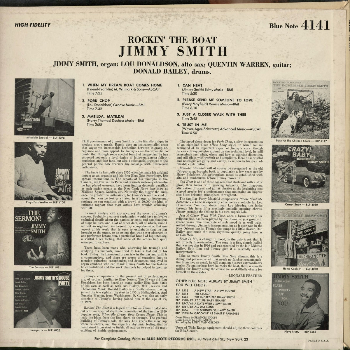 Jimmy Smith - Rockin' The Boat (BLP 4141) 1963 US Blue Note｜中古LP